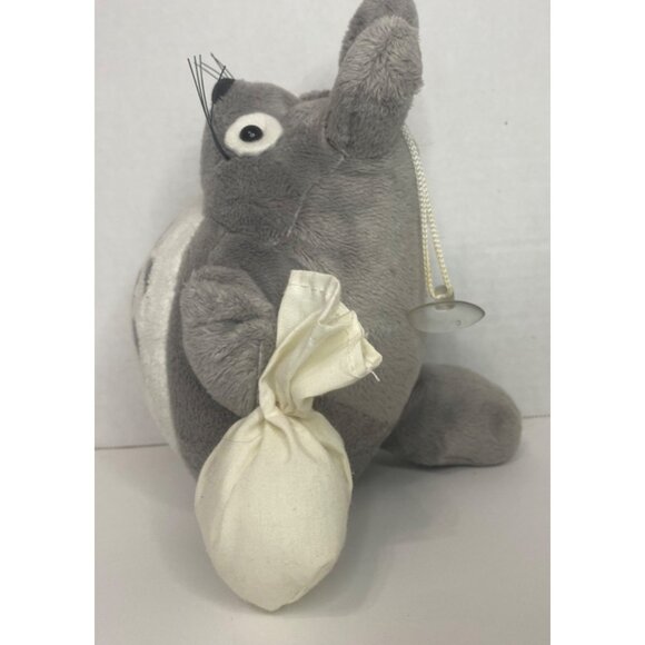 Totoro Plush Toy With Rice Bag Window Cling Gray & White 7-Inch - Picture 2 of 6